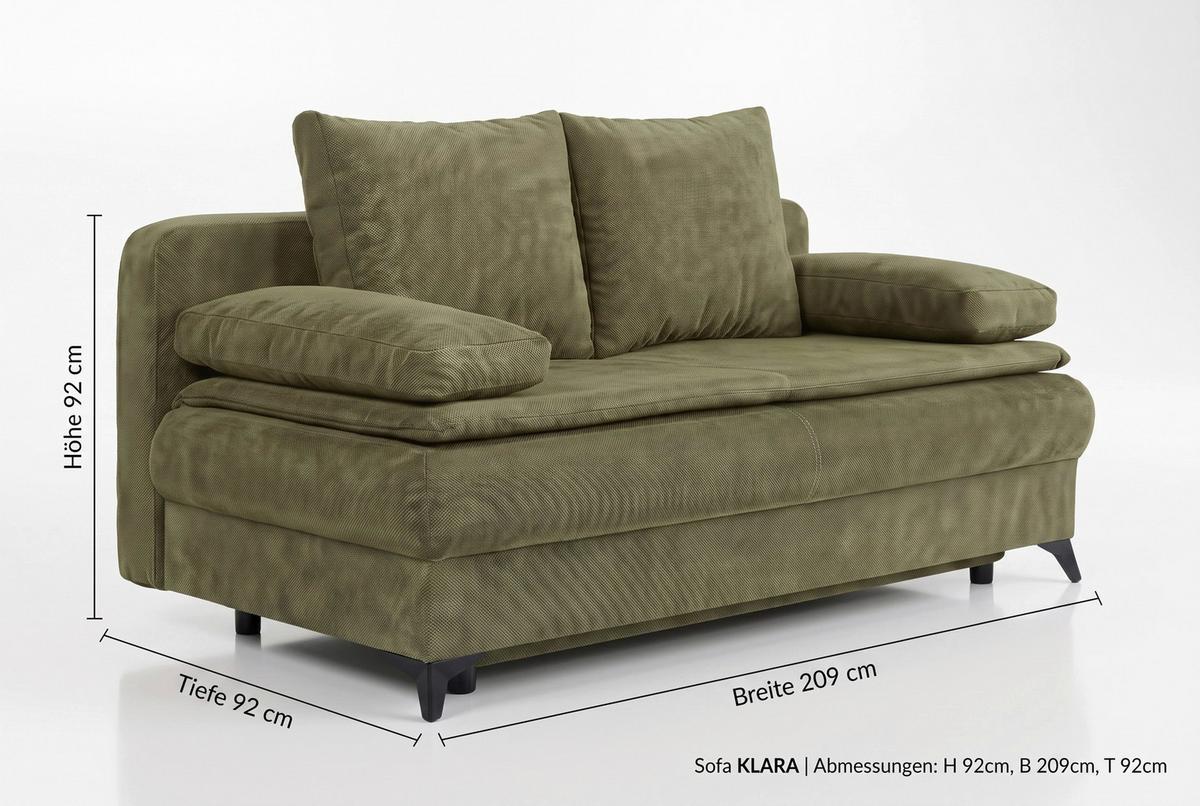 Rozkladacia pohovka KEN, olivovozelená - olivovozelená/čierna, Konventionell, kompozitné drevo/textil (209/105cm) - Based