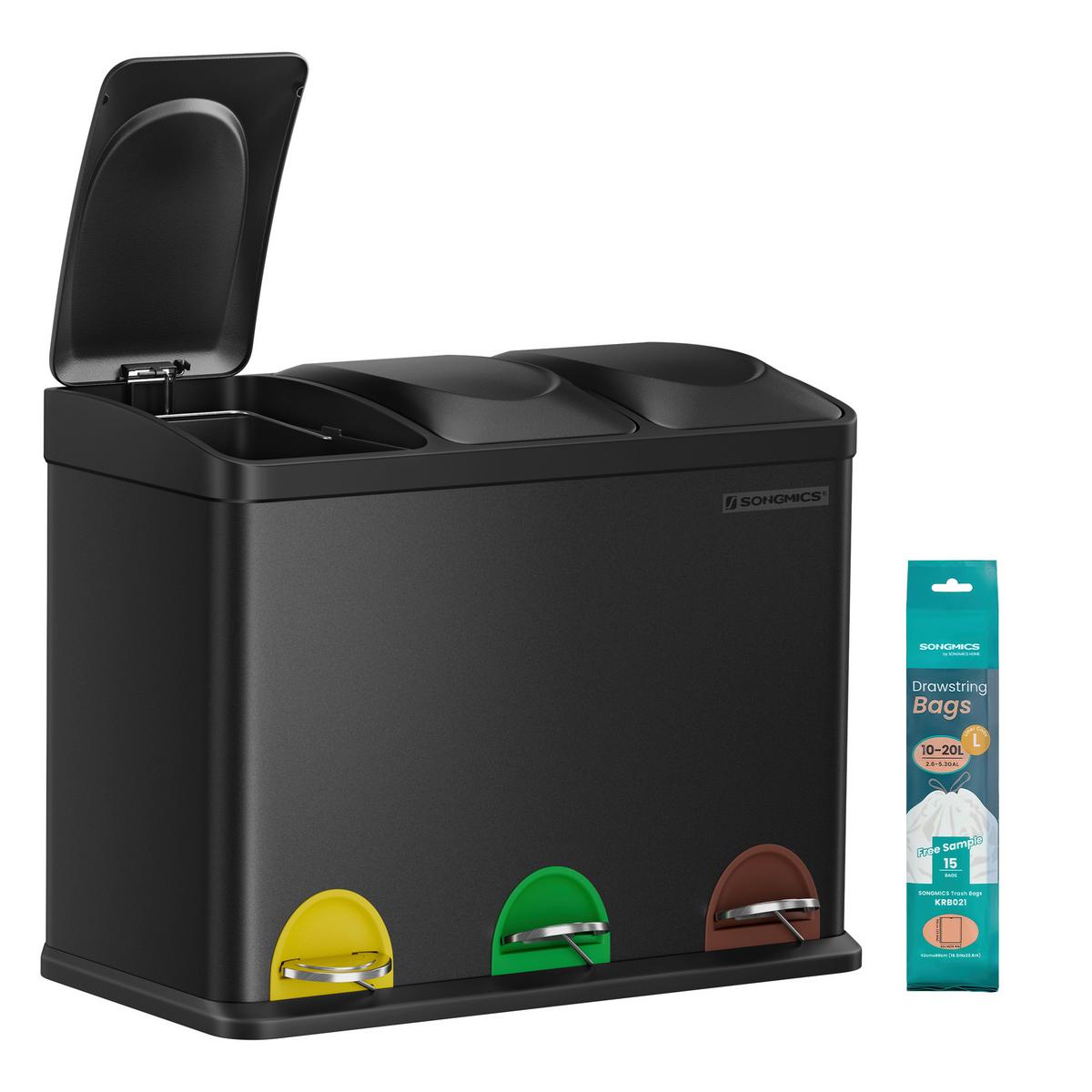 Abfallsammler Metall, B/Ht/:ca.60x48x40cm - Schwarz, Basics, Kunststoff/Metall (60,5/48,5/40,5cm)