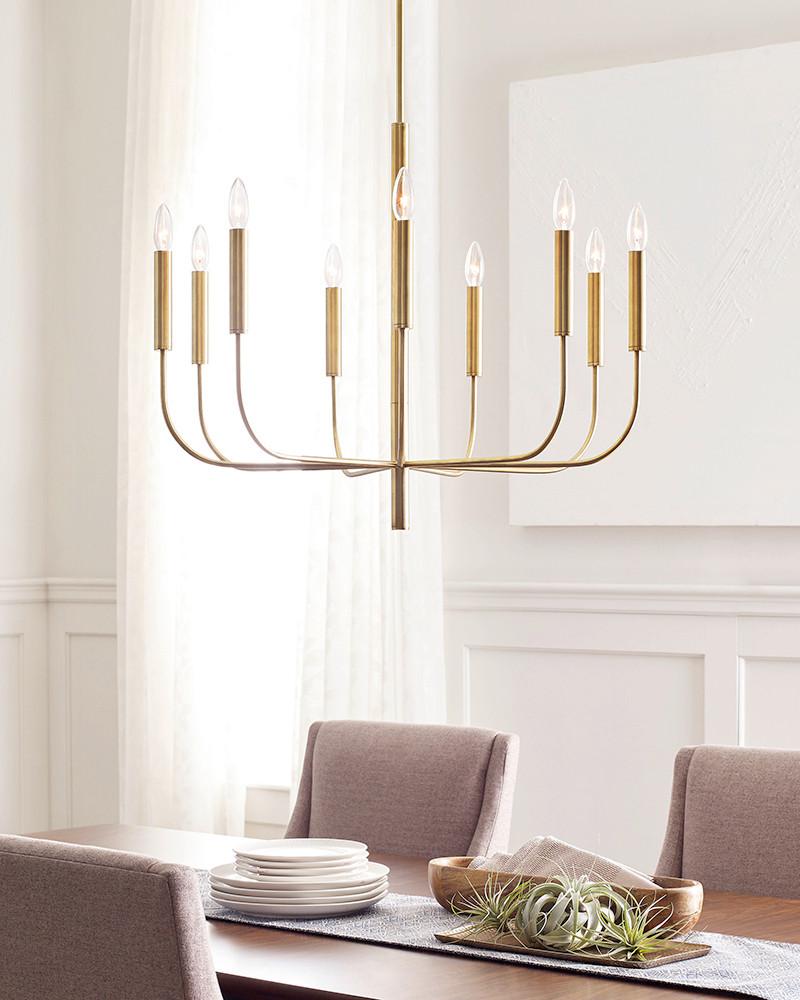 Kronleuchter H: 83,7 Cm 9-Flammig - Messingfarben, Design, Metall (75.9/83,7cm) - Elstead Lighting