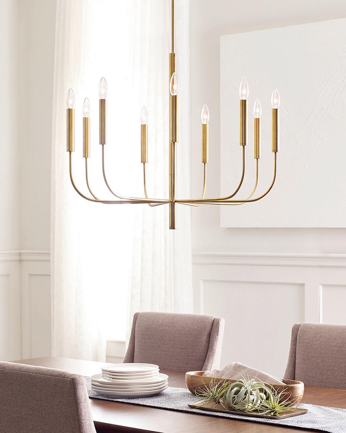 Kronleuchter H: 83,7 Cm 9-Flammig - Messingfarben, Design, Metall (75.9/83,7cm) - Elstead Lighting