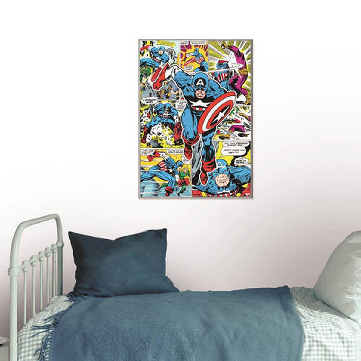 Leinwandbild Captain America, Cartoon - Multicolor, Basics, Holzwerkstoff/Textil (50/70/2.5cm)