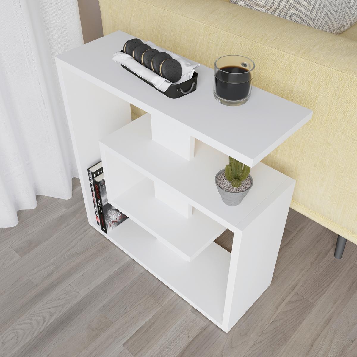 Beistelltisch Saly Weiß B: 20 cm - Weiß, Design, Holzwerkstoff (55/20/57cm) - Livetastic