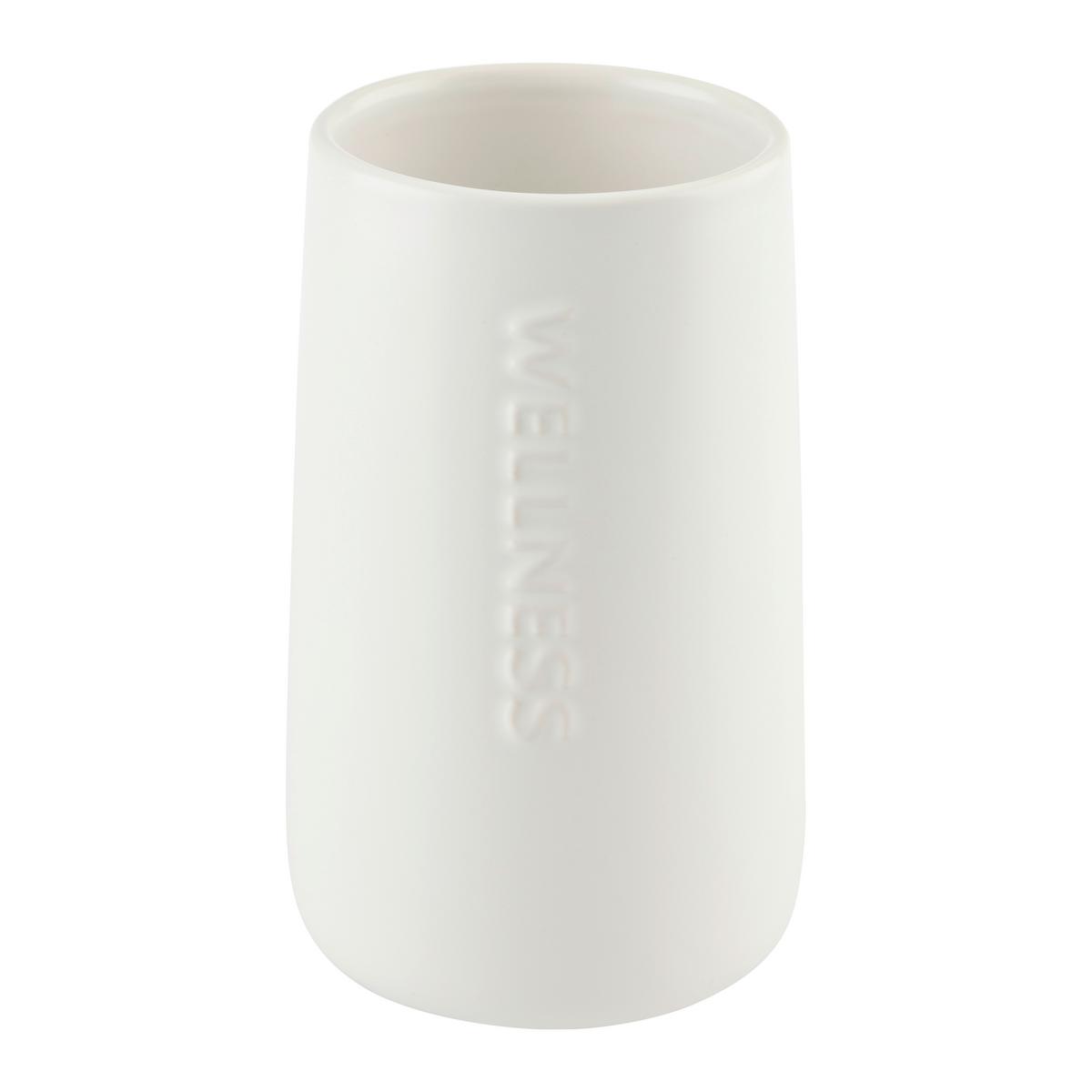 Kelímek na zubní kartáček EDNA - bílá, Moderní, plast/keramika (8,5/14,2cm) - Mömax