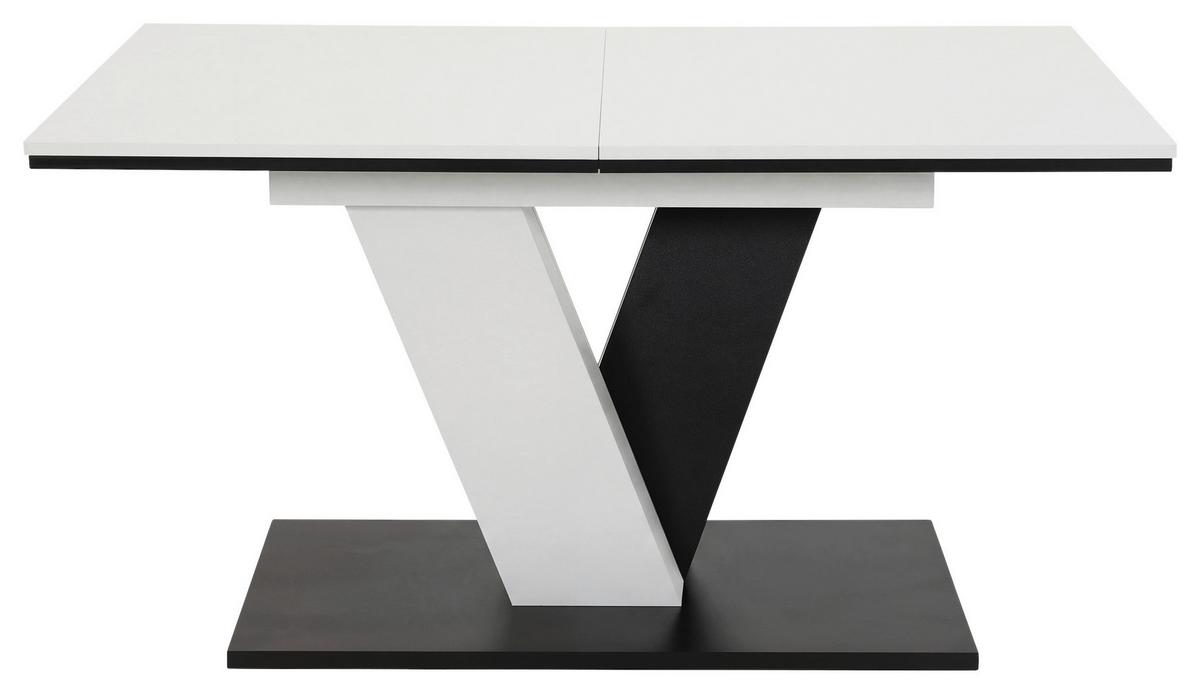 Esstisch Lucy T weiß, B: 140-180cm - Schwarz/Weiß, KONVENTIONELL, Holzwerkstoff (140-180/90/76cm) - Boxxx
