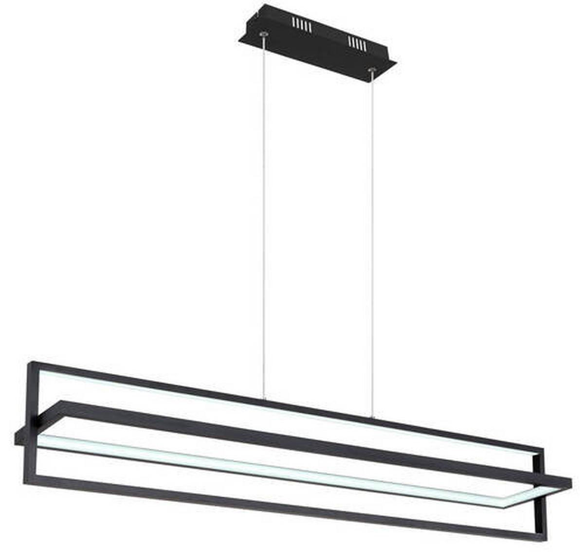 Hängeleuchte 67195h - Opal/Schwarz, Trend, Kunststoff/Metall (102/18/120cm) - Globo