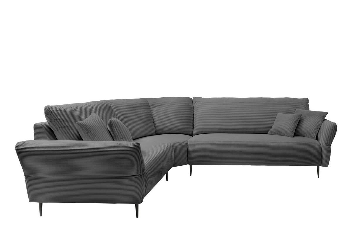 Ecksofa Vanilla Grau S: 256x294 cm - Schwarz/Grau, Design, Textil (256/294cm) - Livetastic