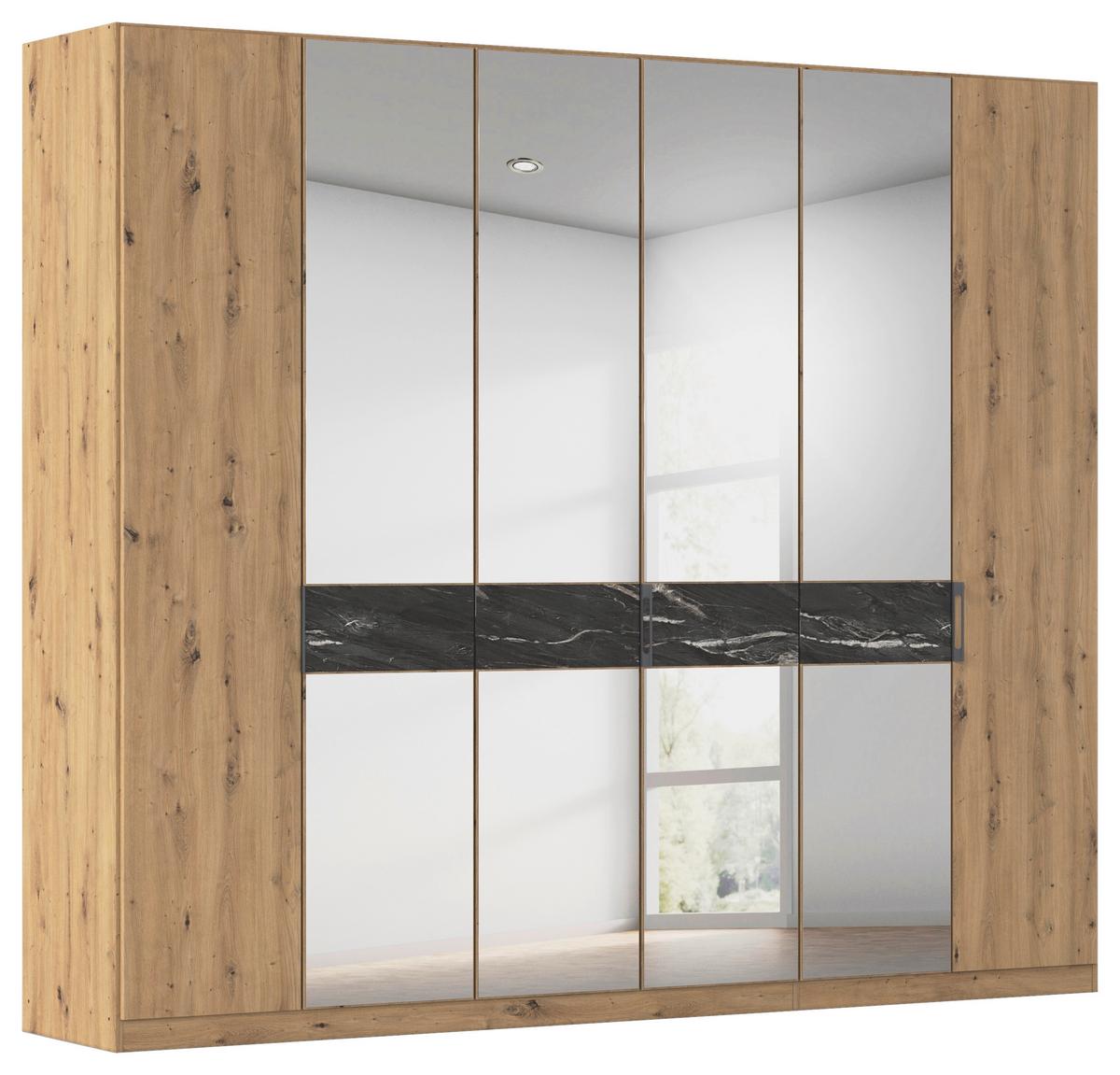 Drehtürenschrank Versity-D Eiche Artisan/Marmoroptik 6trg - Silberfarben/Eiche Artisan, Trend, Holzwerkstoff (271/229/54cm) - James Wood