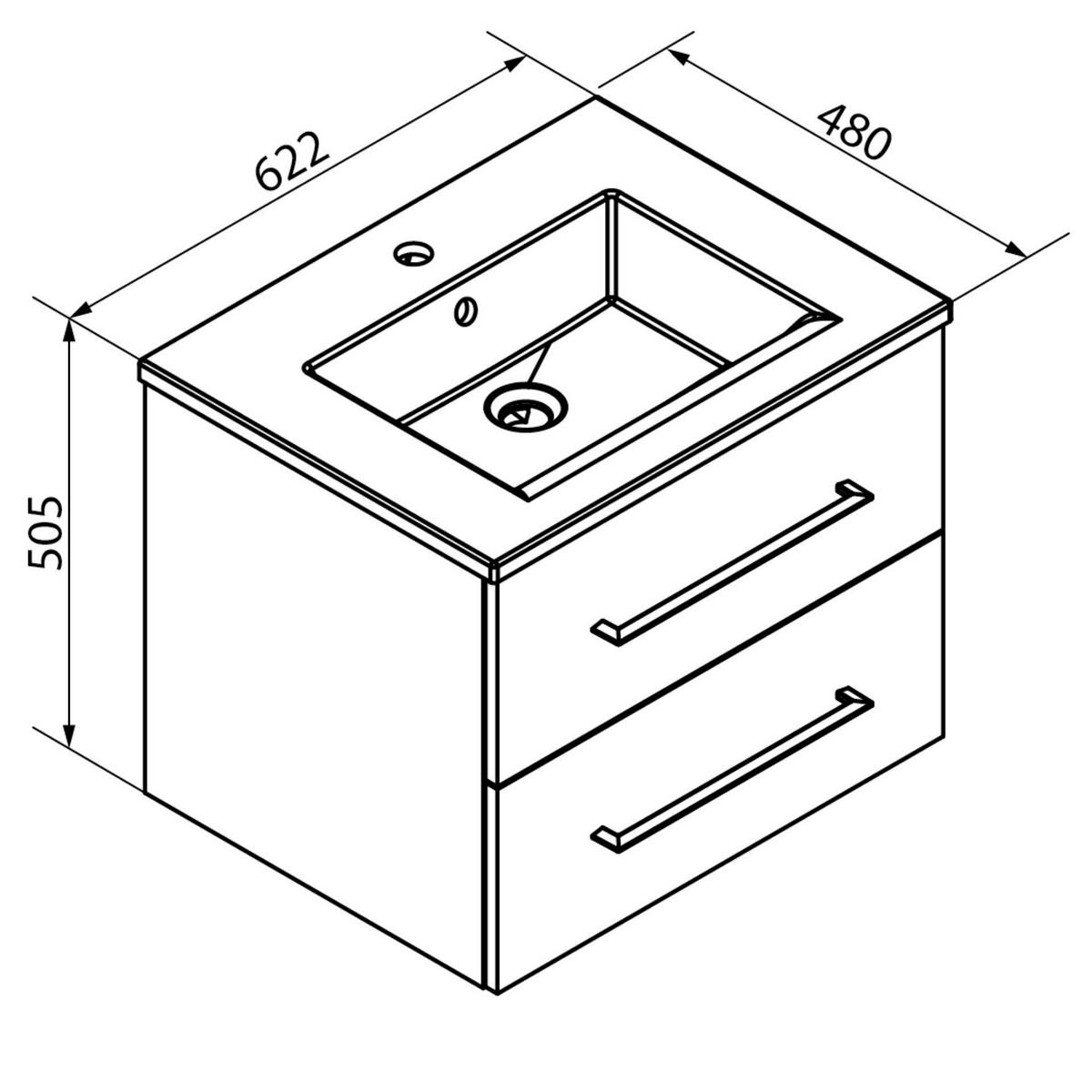 Badezimmer B.Perfekt Eichefarben 3-Teilig - Eichefarben/Weiß, Basics, Glas/Keramik (62,2cm) - MID.YOU