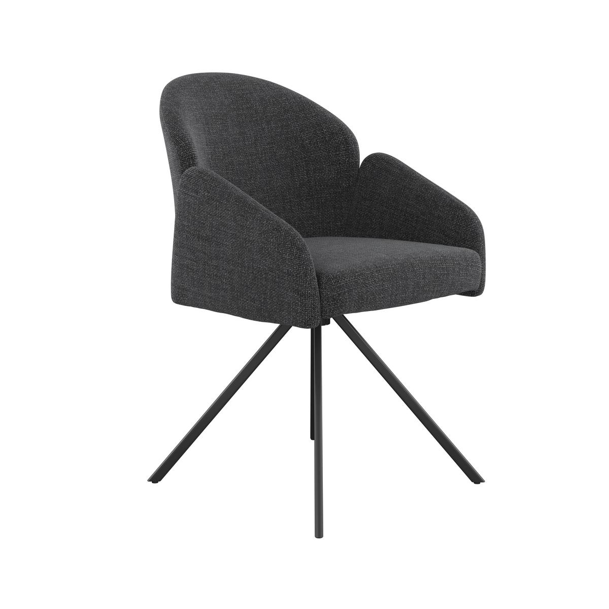 Armlehnstuhl Holly drehbar Webstoff anthrazit, B: 56,5 cm - Anthrazit, MODERN, Textil/Metall (56,5/61/84cm)