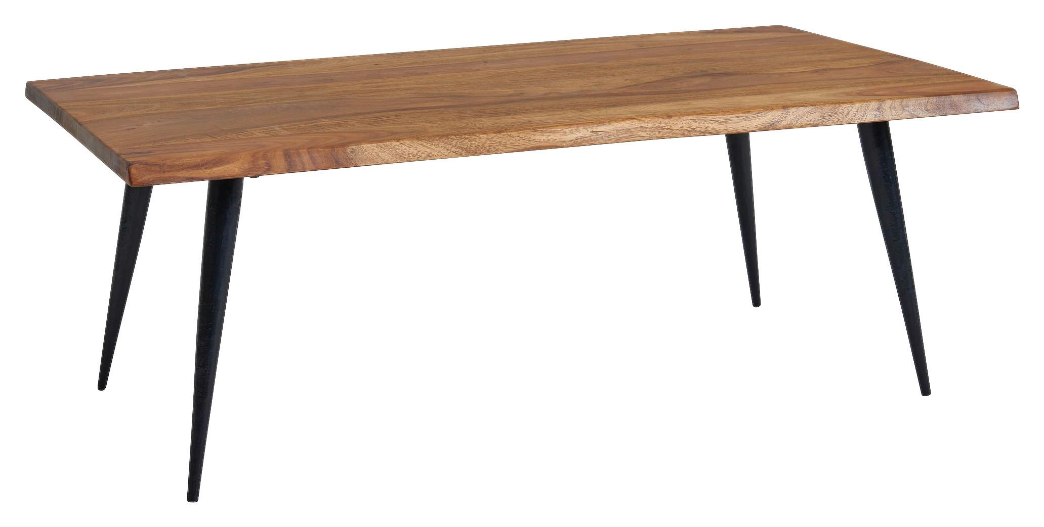 Konferenčný stolík z masívneho dreva 110x60 cm - čierna/farba indického palisandra, Modern, kov/drevo (110/60/40cm) - MID.YOU