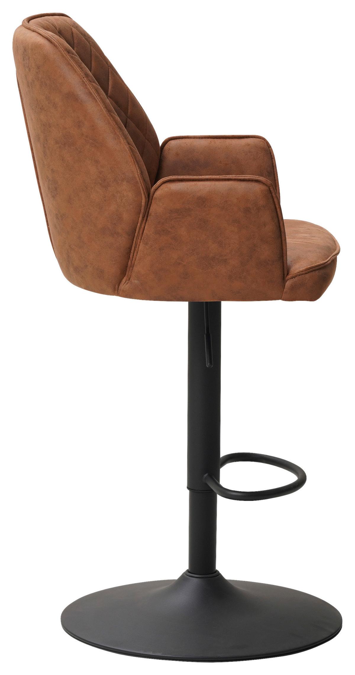 Barhocker Donny - Cognac/Schwarz, KONVENTIONELL, Textil/Metall (42/114/52cm) - MID.YOU