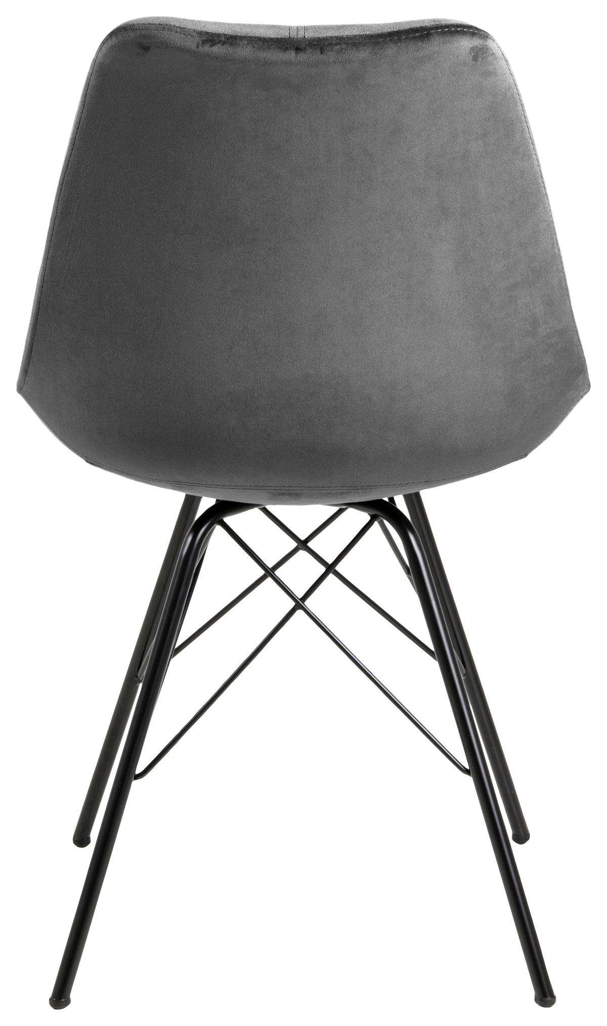 Schalenstuhl Eris Dunkelgrau Samt Gepolstert - Dunkelgrau/Schwarz, Trend, Textil/Metall (48,5/85,5/54cm) - Carryhome