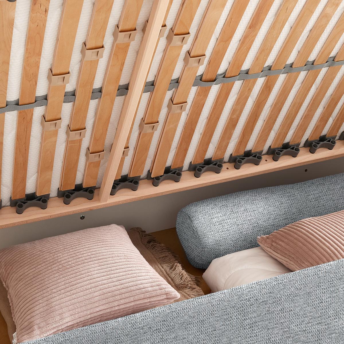 Posteľ Remi s bočnicami 140x200, poťah sivý - sivá/prírodná farba, Konventionell, drevo/textil (140/200cm) - Based