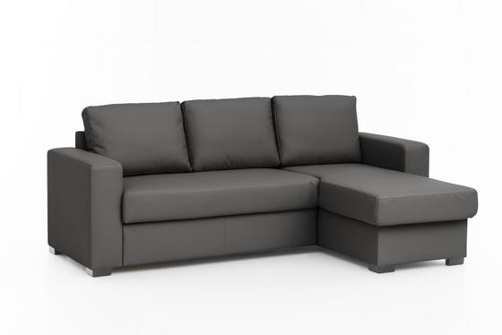 Wohnlandschaft mit Lederlook in Dunkelbraun