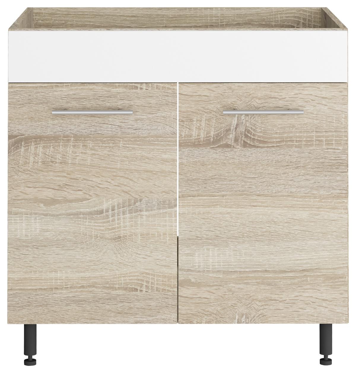 Mosogató Alsószekrény Corina - Sonoma tölgy/fehér, Modern, műanyag/faalapú anyag (80/82,4/58cm)