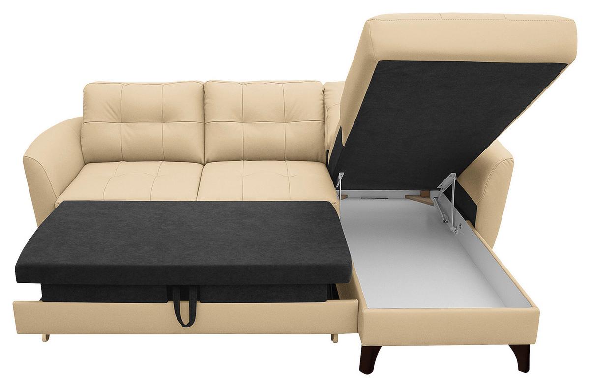 Ecksofa Nordic Beige S: 238x168 cm - Beige/Buchefarben, Design, Leder/Textil (238/168cm) - Livetastic