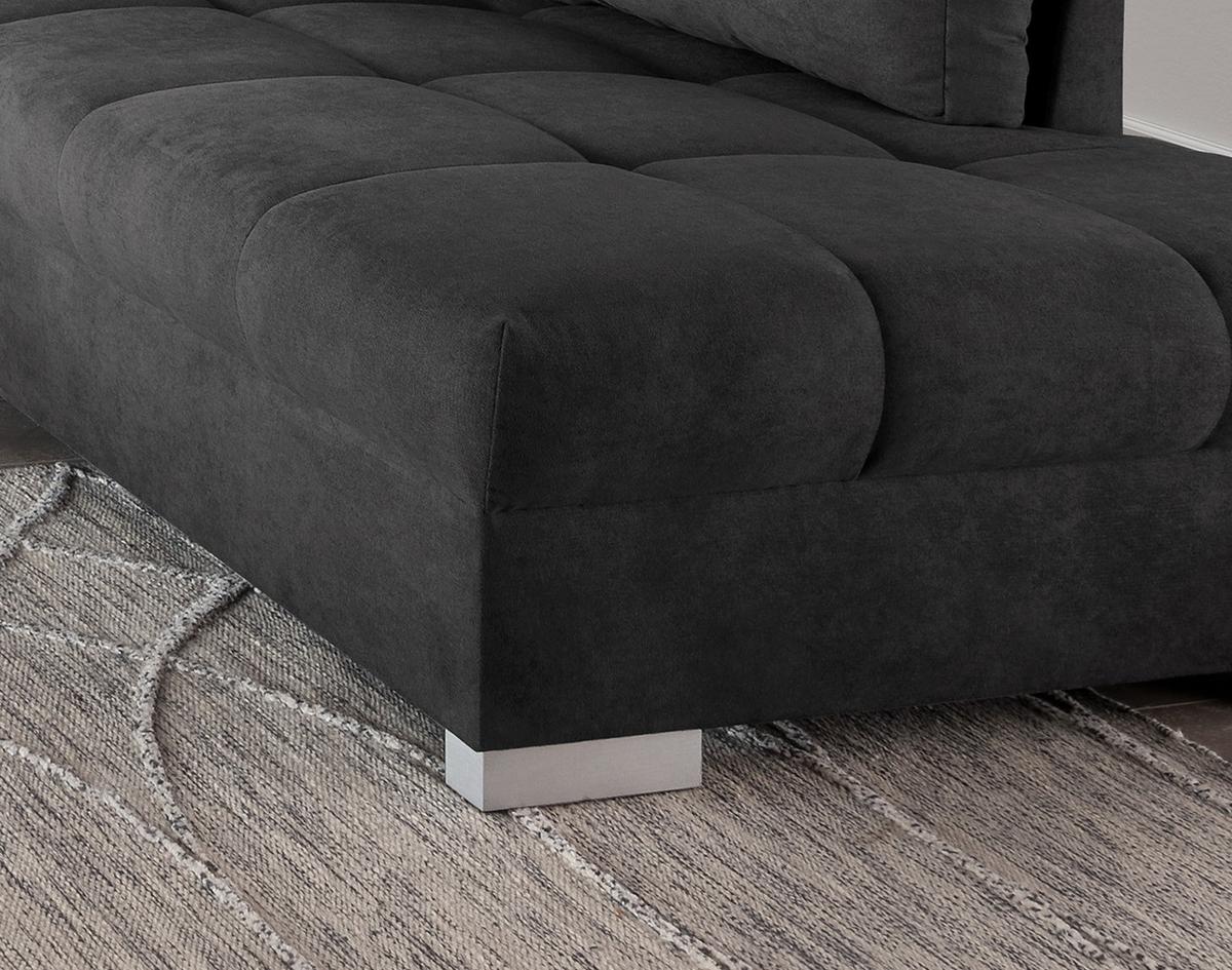 Eckschlafsofa Alvito Schwarz S: 298/202 cm - Silberfarben/Schwarz, Design, Textil (298/202cm) - MID.YOU