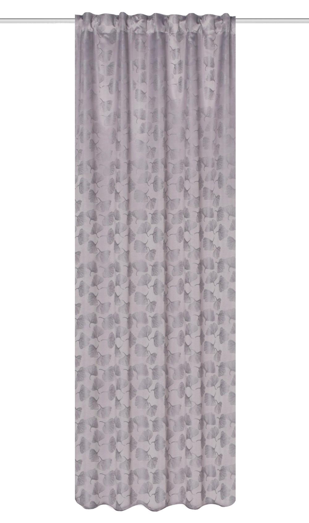 Fertigvorhang Gingko - Grau, Trend, Textil (135/245cm)