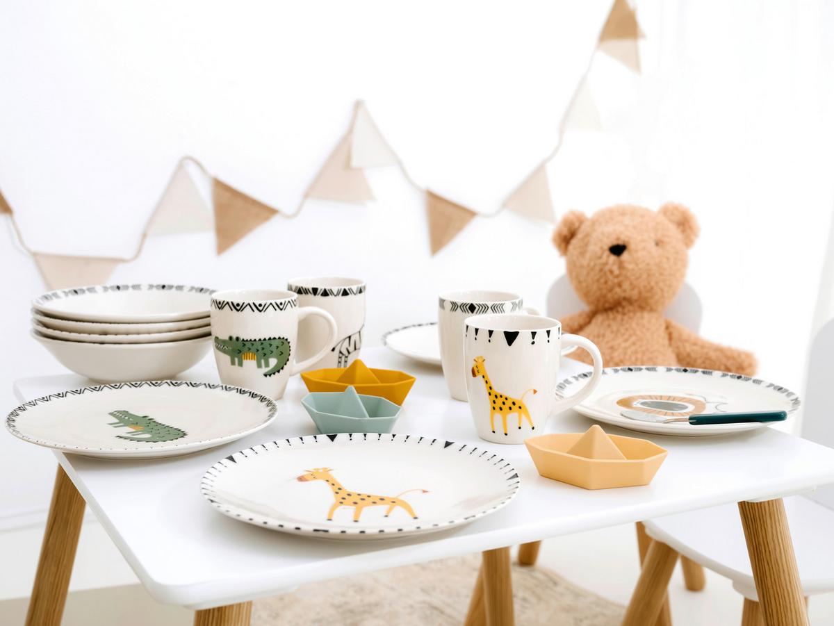 Kindergeschirrset 3 -Teilig. Steinzeug, Zebra - Multicolor, Basics, Keramik - Creatable