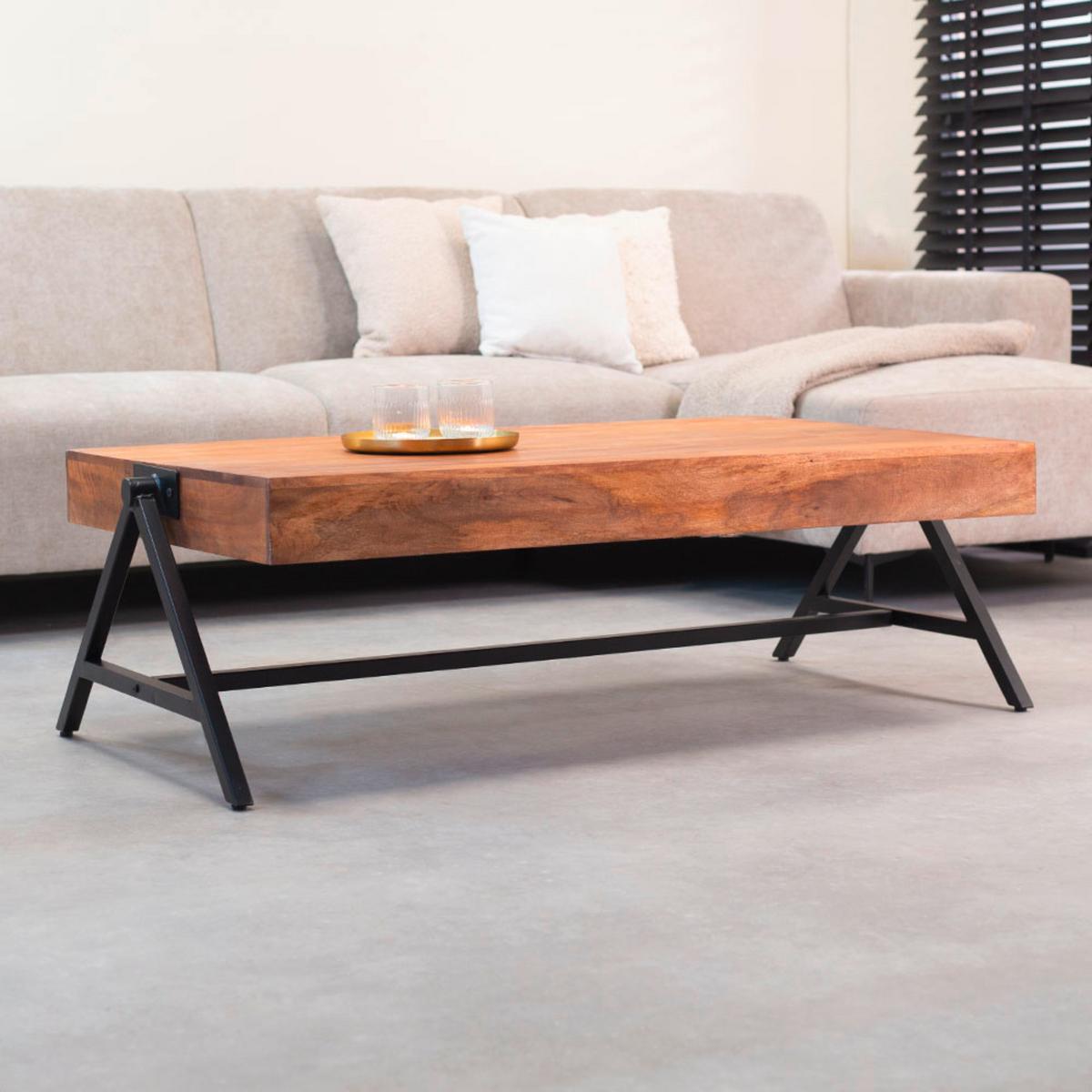 Couchtisch Orlando Braun/schwarz, 70 Cm - Schwarz/Braun, MODERN, Holz/Metall (70/40/120cm) - MID.YOU