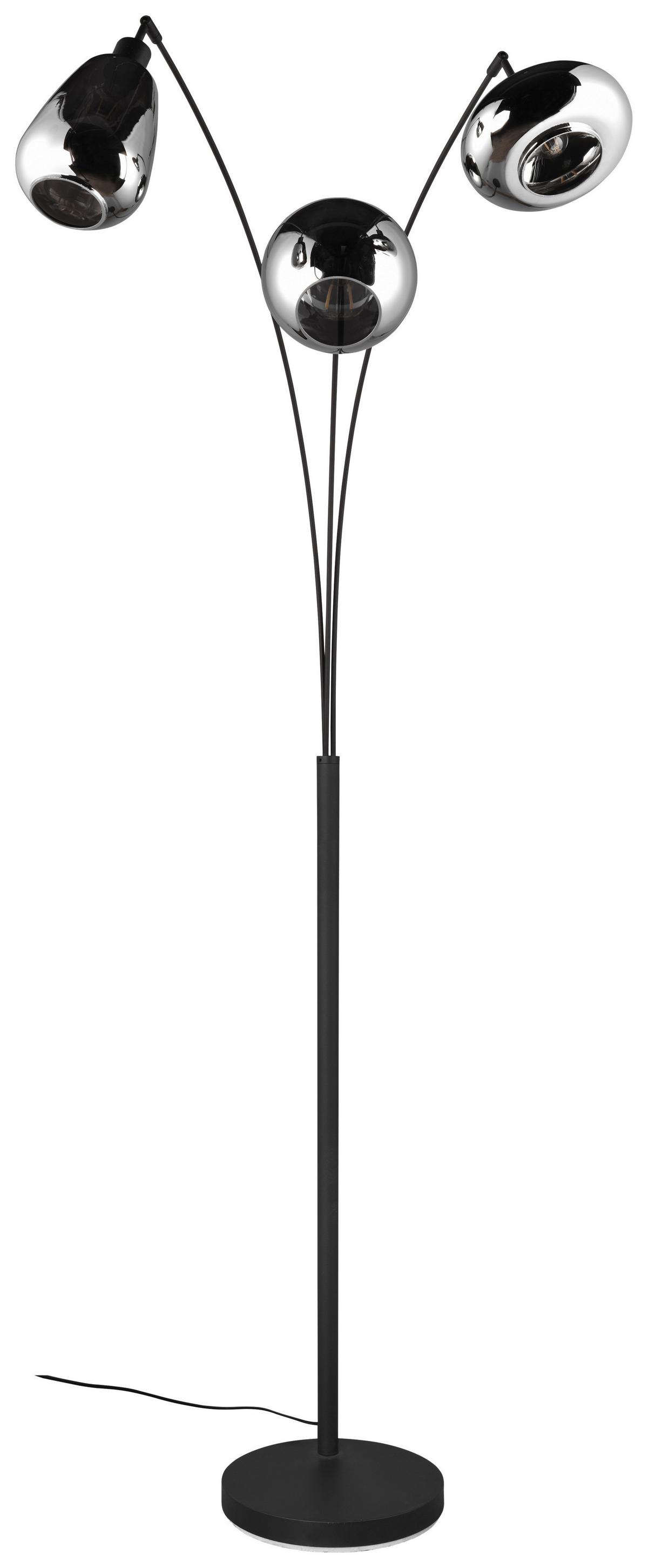 Stehleuchte 417000332 Lumina - Chromfarben/Schwarz, KONVENTIONELL, Glas/Metall (200/30/71cm) - Trio Leuchten