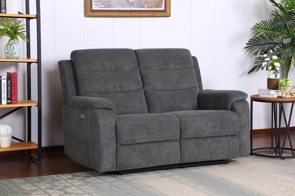 Dvoumístná relaxační pohovka Manchester, šedá - šedá/černá, Konvenční, textil/plast (153/102/93cm) - Based