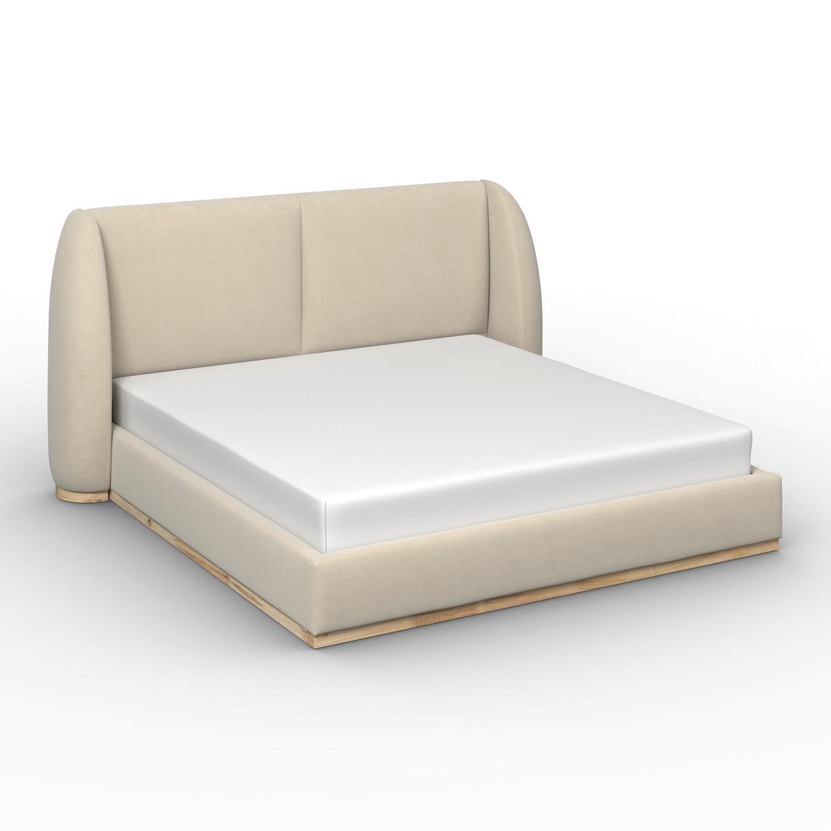 Čalúnená posteľ FRIDA 180x200 cm, béžová - svetlohnedá/čierna, Modern, kov/drevo (180/200cm) - Bessagi Home