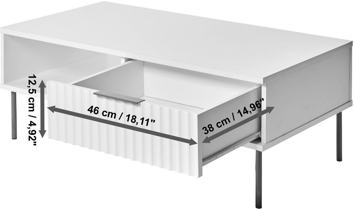 Couchtisch Carve Coffee Sk - Goldfarben/Weiß, MODERN, Holzwerkstoff/Metall (108/55/39cm) - Livetastic