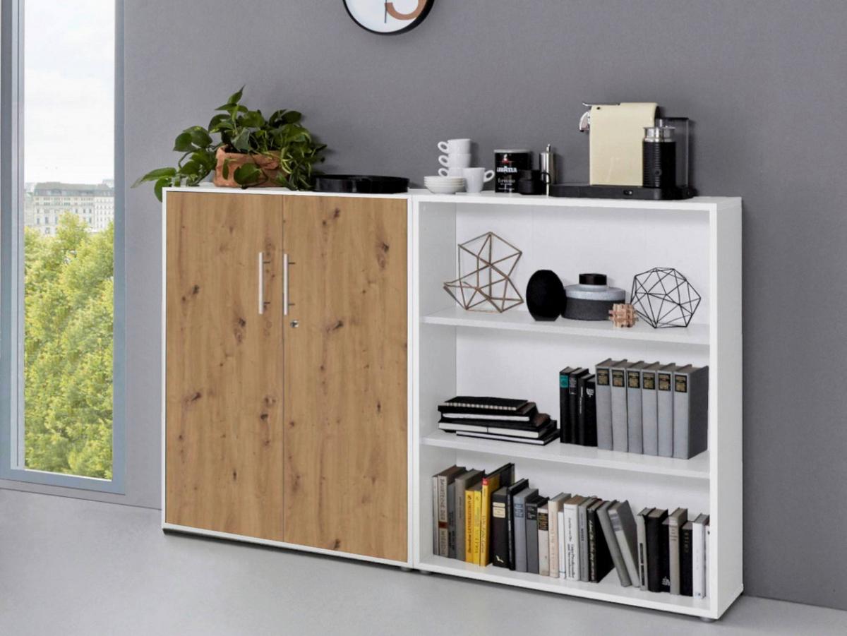 AKTENSCHRANK OFFICE EDITION-SW SET 1 NIEDR. - Weiß/Eiche Artisan, MODERN, Holzwerkstoff (168,8/113,6/33cm) - MID.YOU