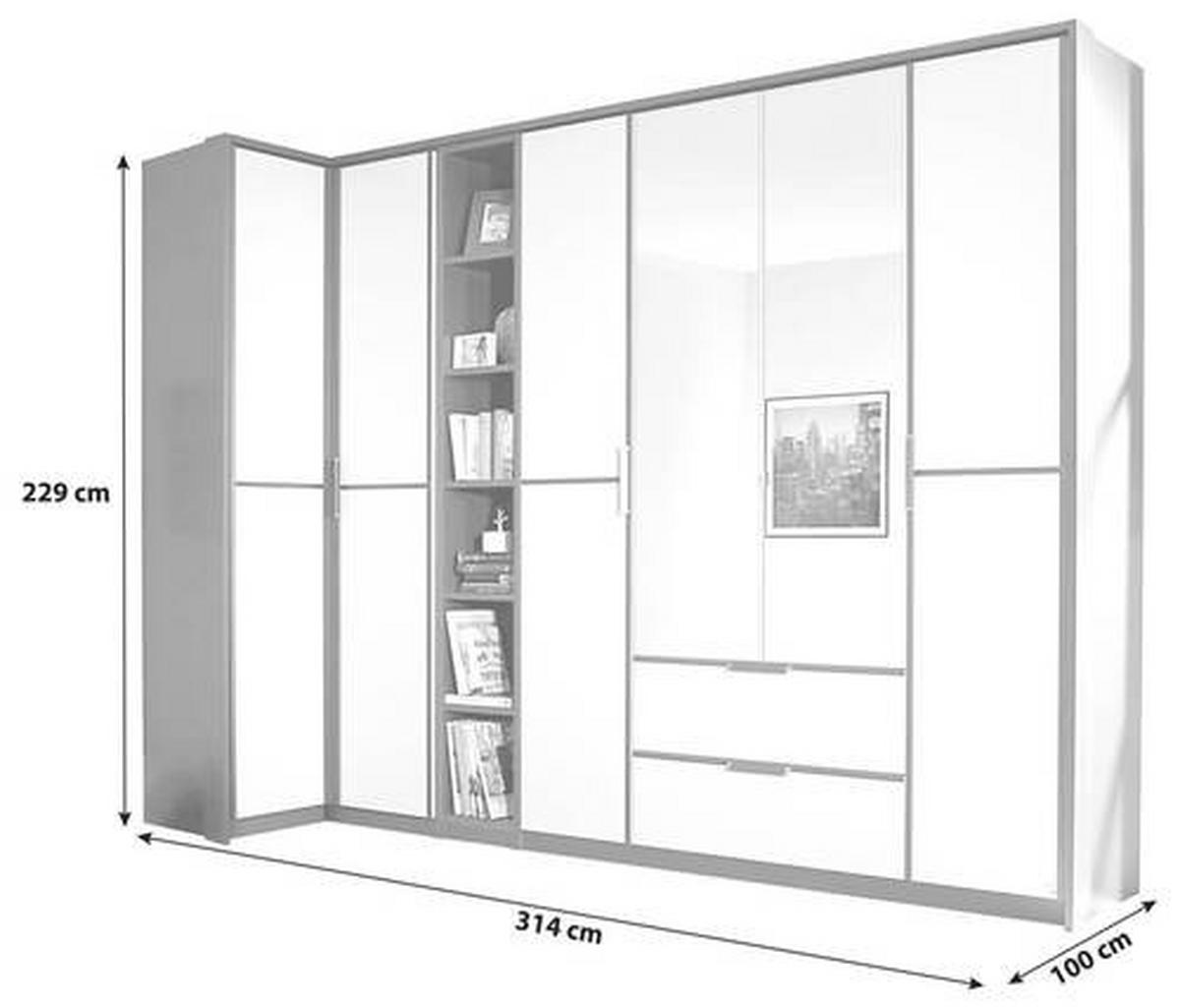 Eckschrank Mit Spiegel + Laden 100x314 cm Essensa Grau/Weiß - Weiß/Grau, Design, Holzwerkstoff (100/314cm) - Rauch Möbel