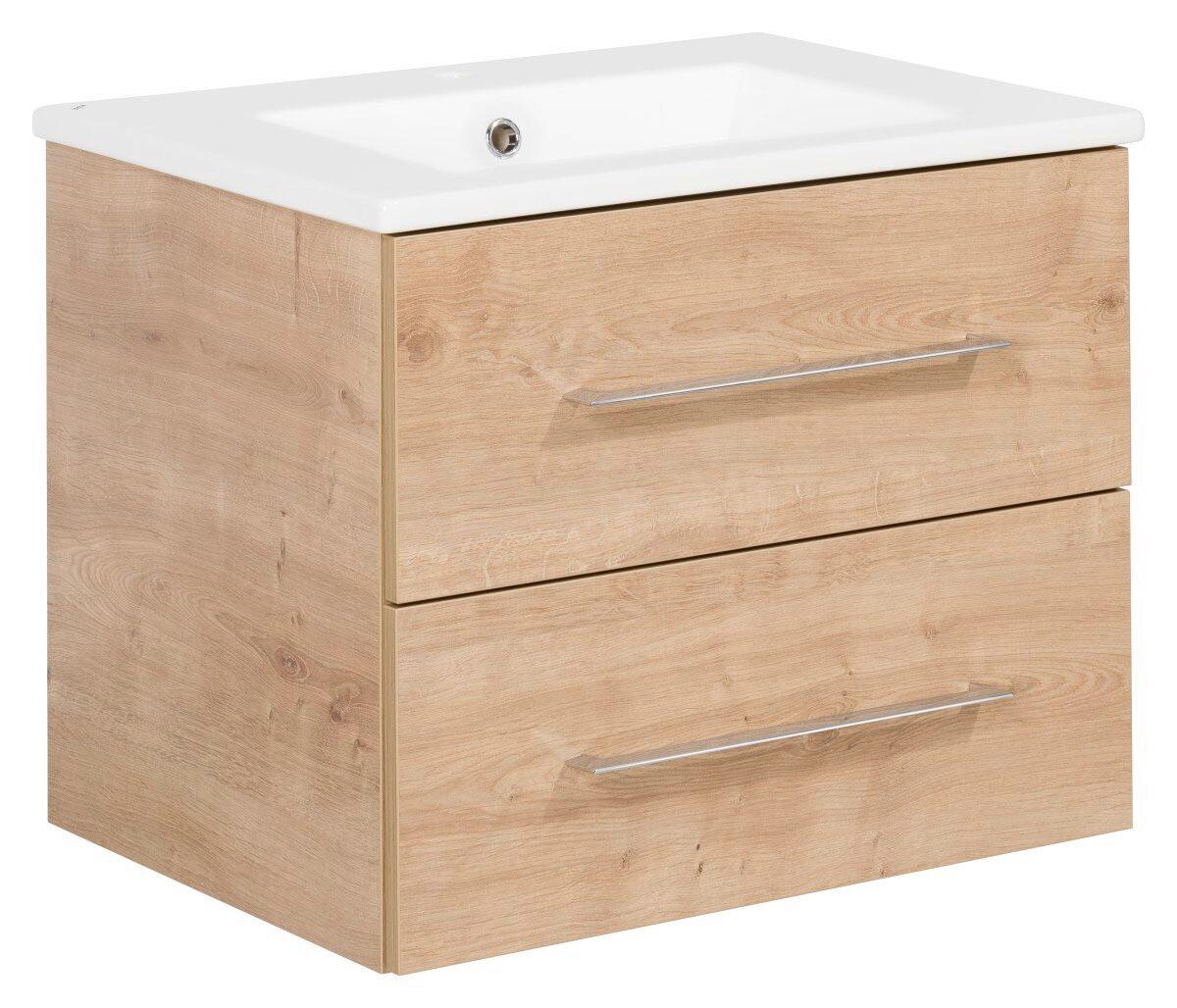 Badezimmer B.Perfekt Eichefarben 3-Teilig - Eichefarben/Weiß, Basics, Glas/Keramik (62,2cm) - MID.YOU