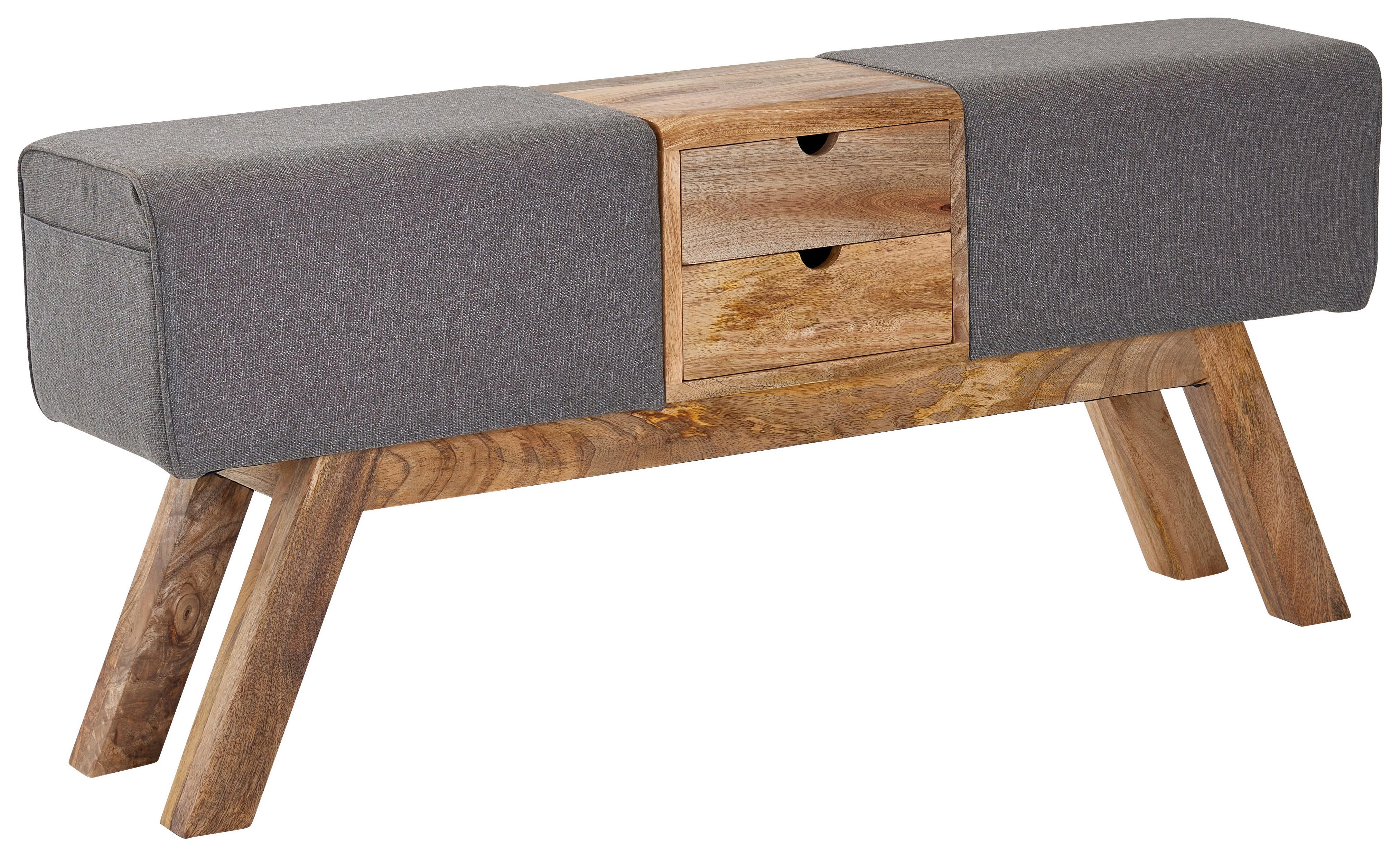 Garderobenbank B: 120 Cm 2 Schubladen Grau