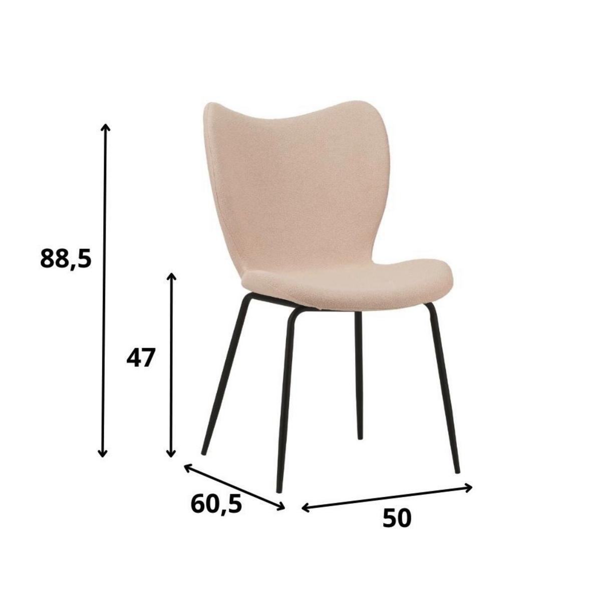 Stuhl-Set Caen Beige B: 50 cm - Beige/Schwarz, MODERN, Textil/Metall (50/88,5/42cm) - MID.YOU