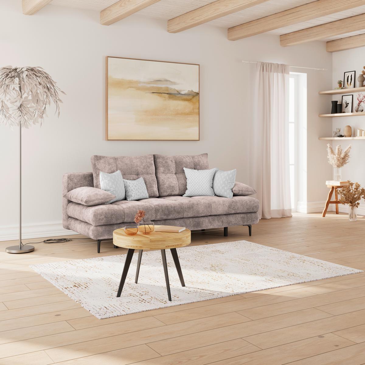 Schlafsofa Perla Rosa B: 203 cm - Schwarz/Rosa, KONVENTIONELL, Textil (203/94/96cm)