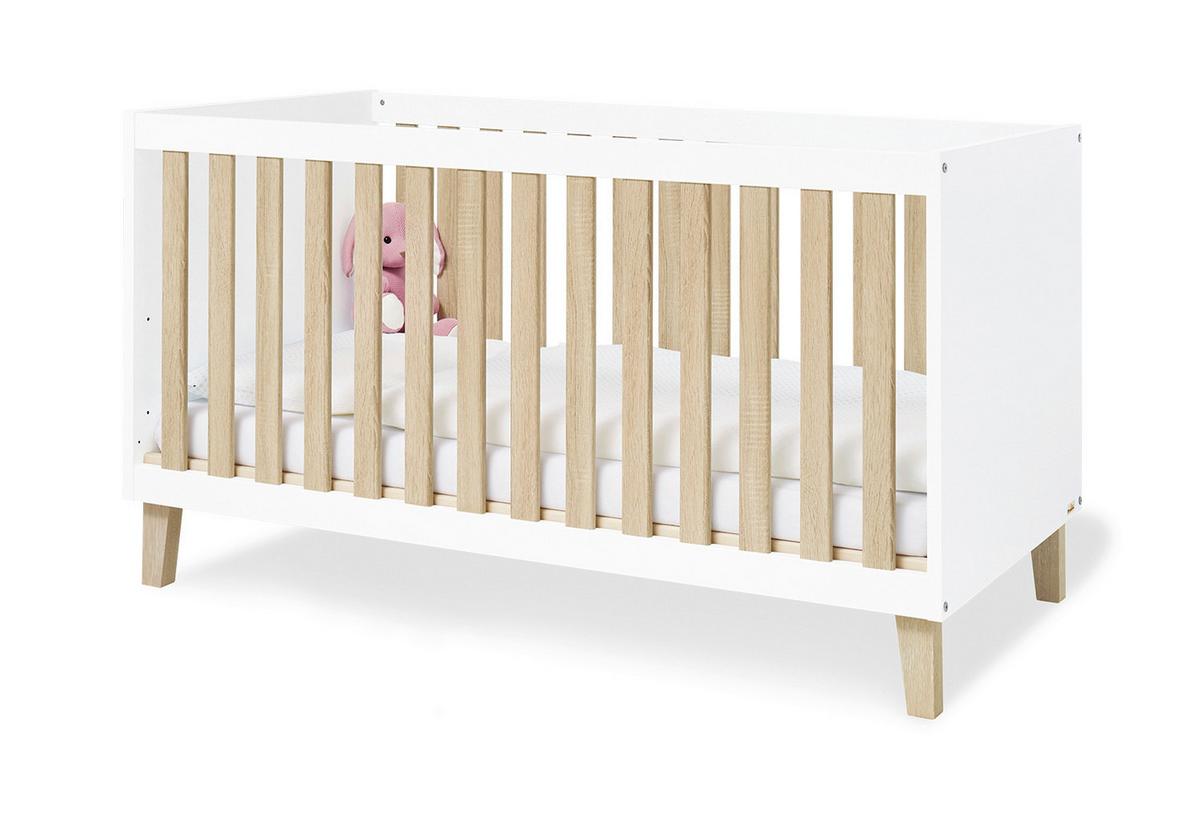 Babyzimmer 3-Teilig. weiß/Natur - Eichefarben/Weiß, Basics, Holzwerkstoff - Pinolino