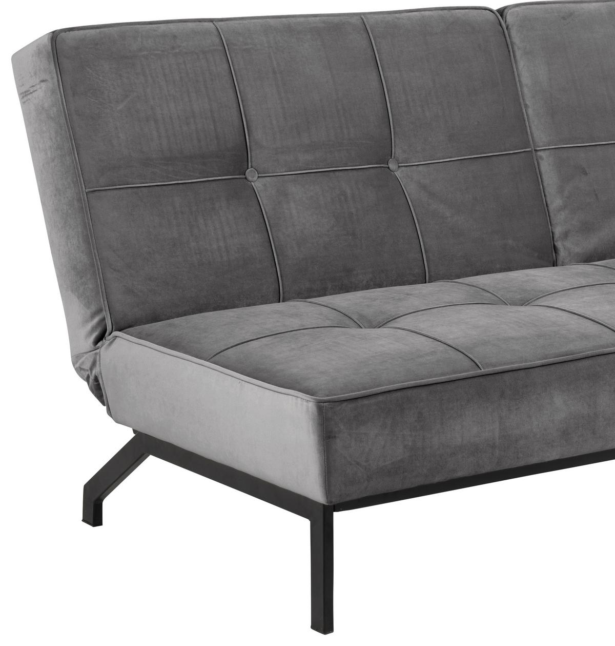 3-sitzer-sofa Mit Schlaffunkt. Perugia Dunkelgrau Samt - Dunkelgrau/Schwarz, Trend, Textil (198/87/95cm) - MID.YOU