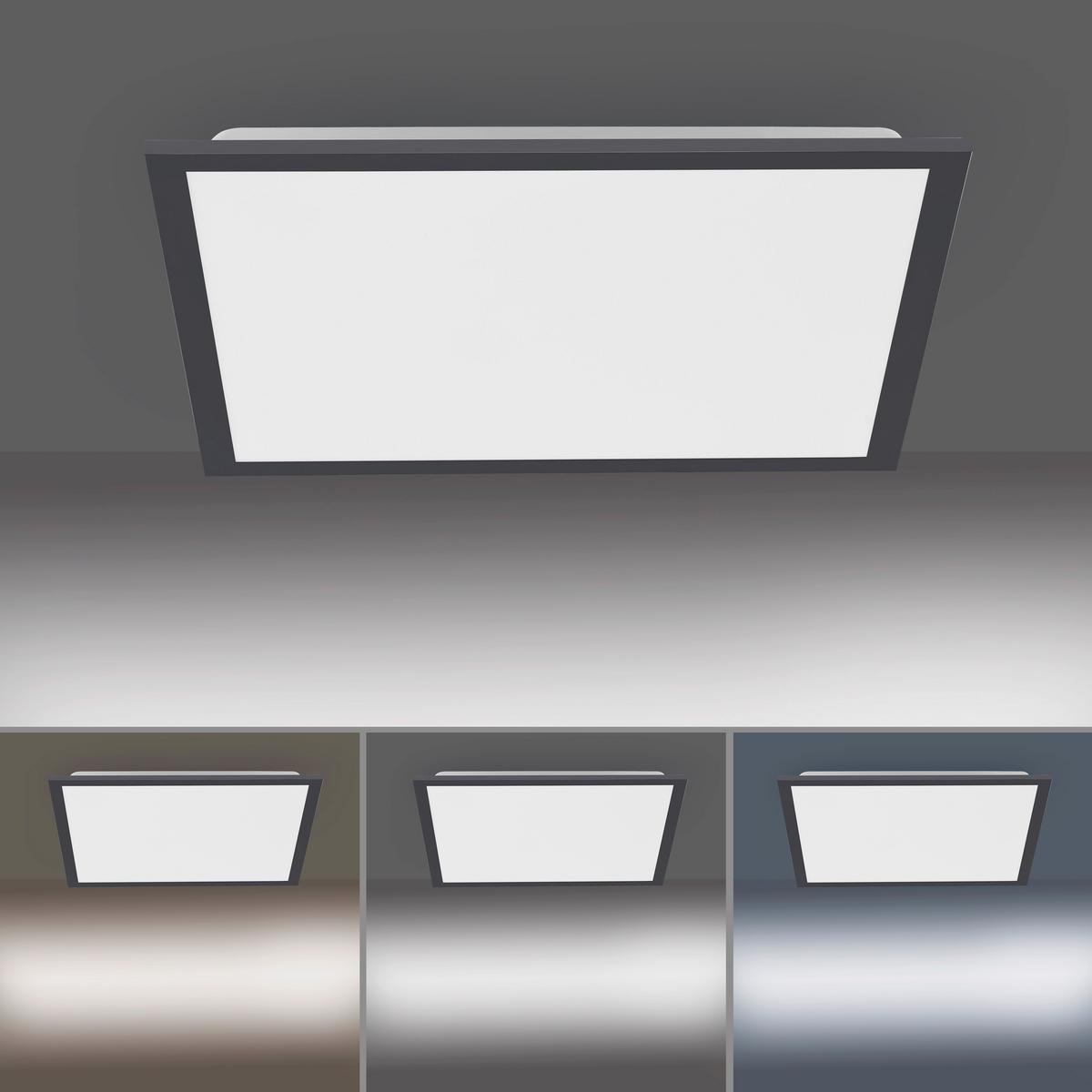Led-deckenleuchte Flat L: 44,5 Cm Dimmbar Mit Fernbedienung - Schwarz, Basics, Kunststoff/Metall (44,5/44,5/7cm)