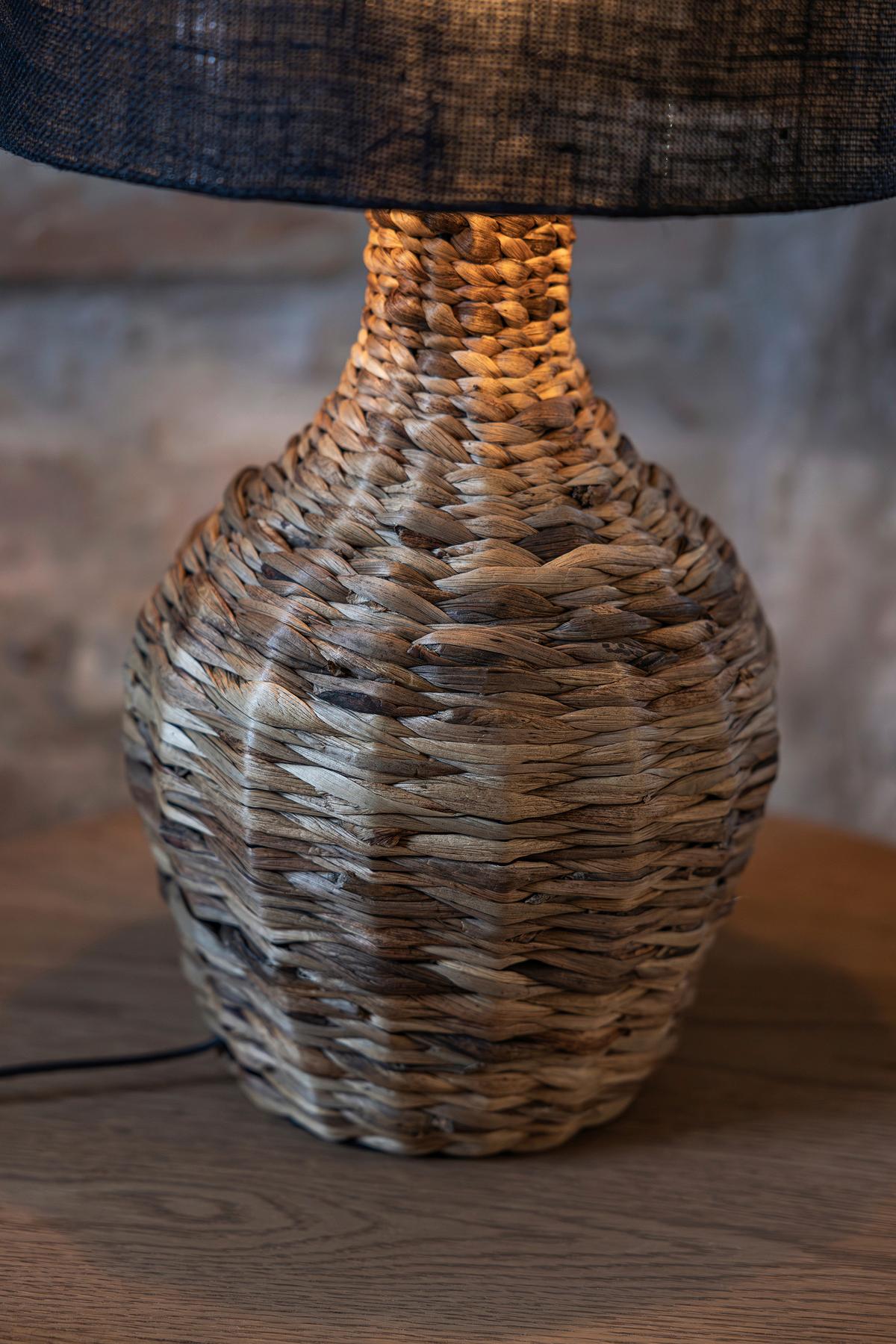 Tischleuchte Memory-Funktion, 40w - Schwarz/Naturfarben, Basics, Naturmaterialien (32/58/32cm) - Markslöjd