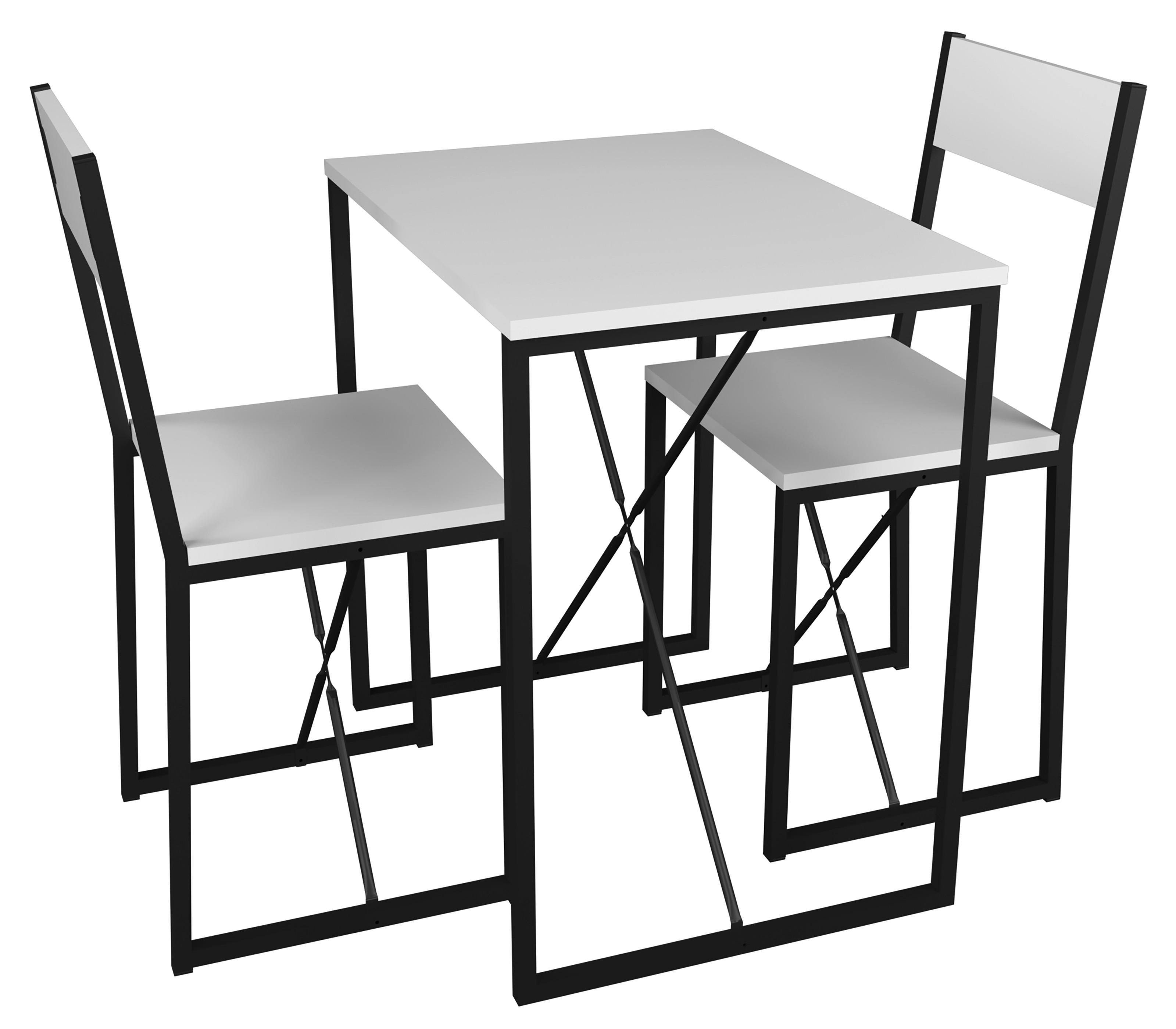 Esstisch Insasi Schwarz, Weiß L: 72,8cm - Schwarz/Weiß, Design, Holzwerkstoff/Metall (72,8/52,7/84,7cm) - MID.YOU
