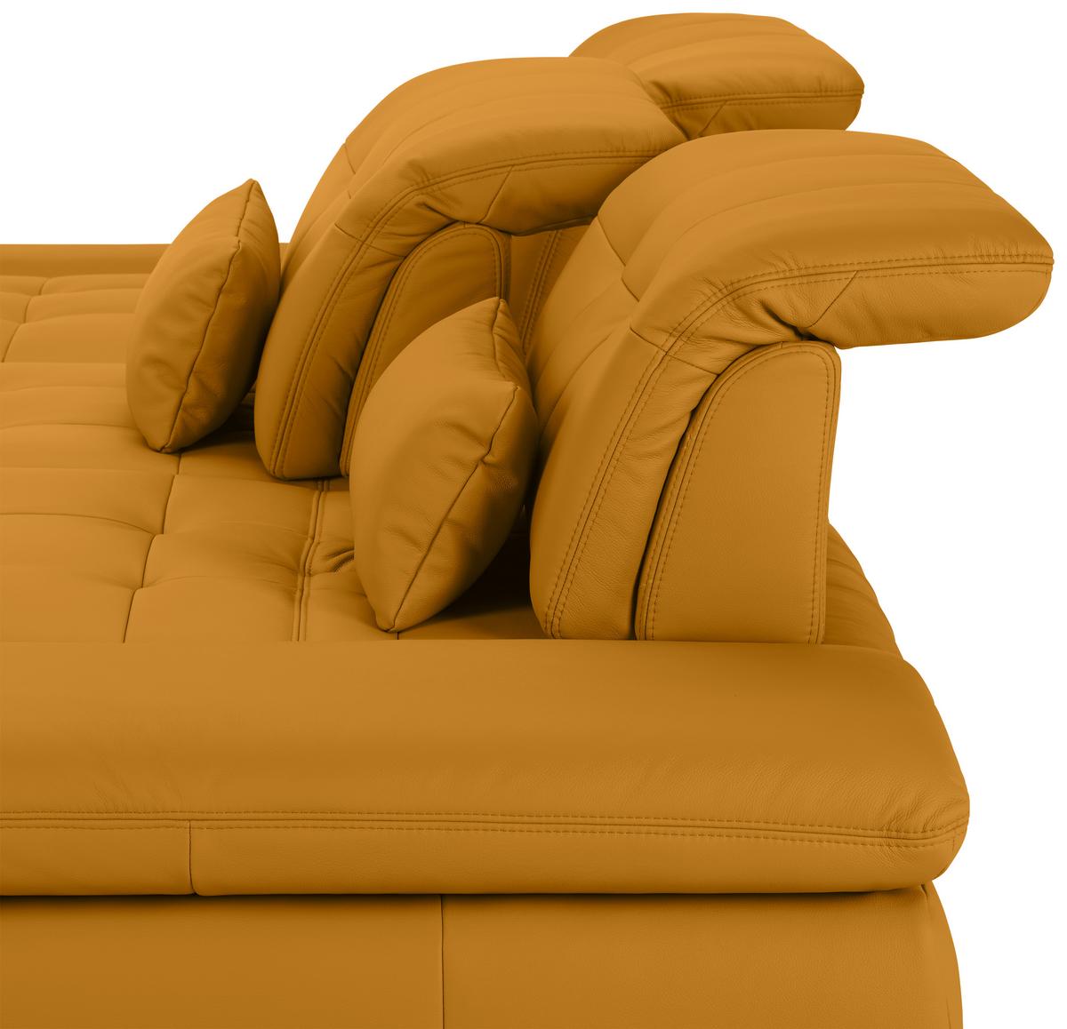 Rohová sedačka SANFINO, ľavá, žltá pravá koža - žltá/chrómová, Konventionell, kov/koža (199/305cm) - Premium Living