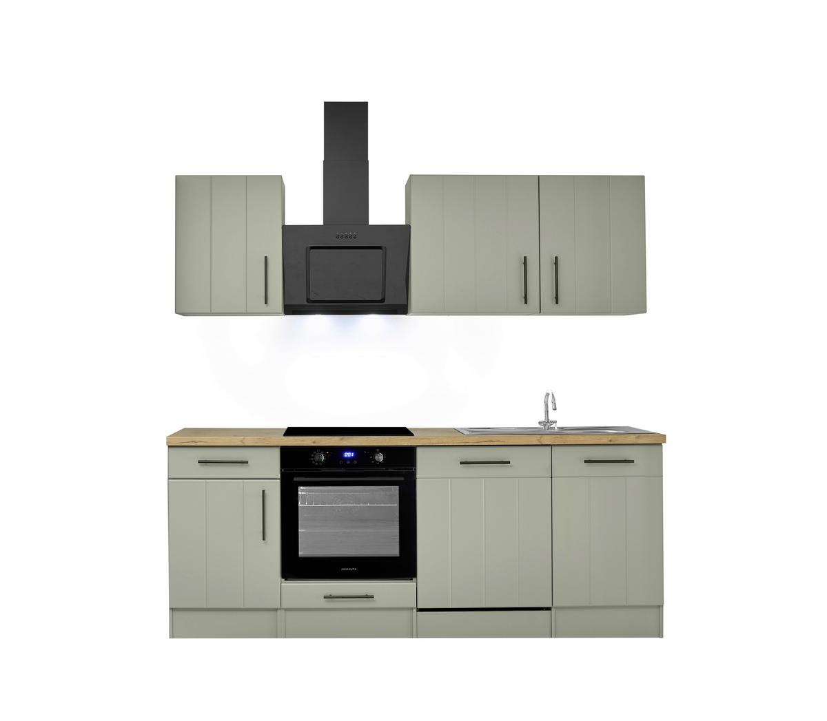 Küchenblock Anton Wildeiche/Schilfgrün B: 220cm - Schilfgrün/Wildeiche, Trend, Holzwerkstoff (220cm) - Respekta