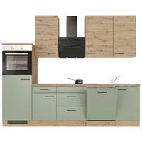 Kuchyňský blok CARA bez spotřebičů, šířka 280 cm - černá/zelená, Konvenční, kov/kompozitní dřevo (280/234/60cm)