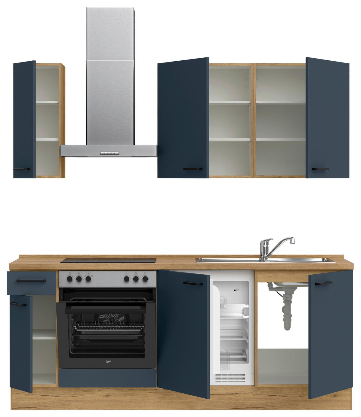 Küchenleerblock Easytouch Low-Line, L5 Links - Blau/Eichefarben, MODERN, Holzwerkstoff (210cm) - Nobilia