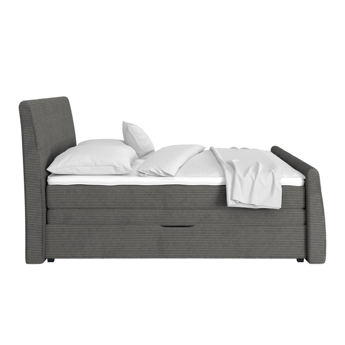 Boxspringbett Libra - Graublau/Dunkelgrau, KONVENTIONELL, Textil (180/200cm)