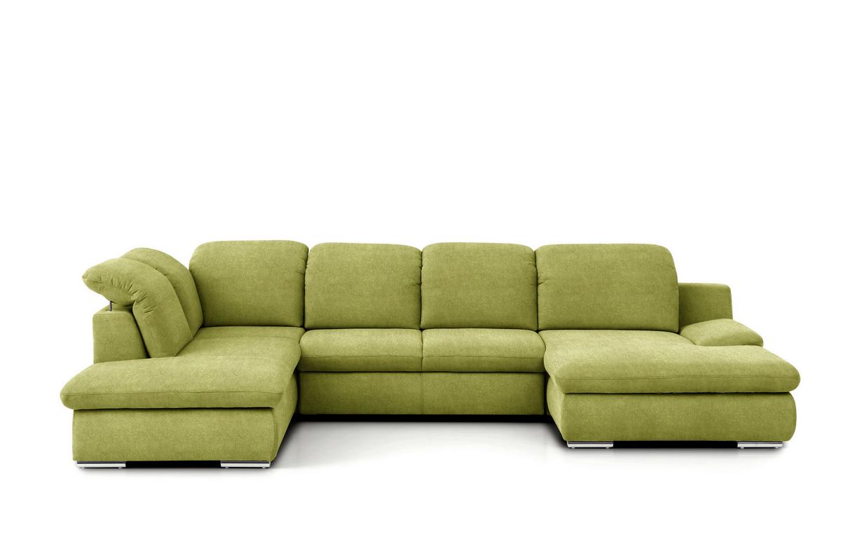 Wohnlandschaft Isona Grün Chenille - Chromfarben/Grün, Design, Textil (212/353/165cm) - Livetastic