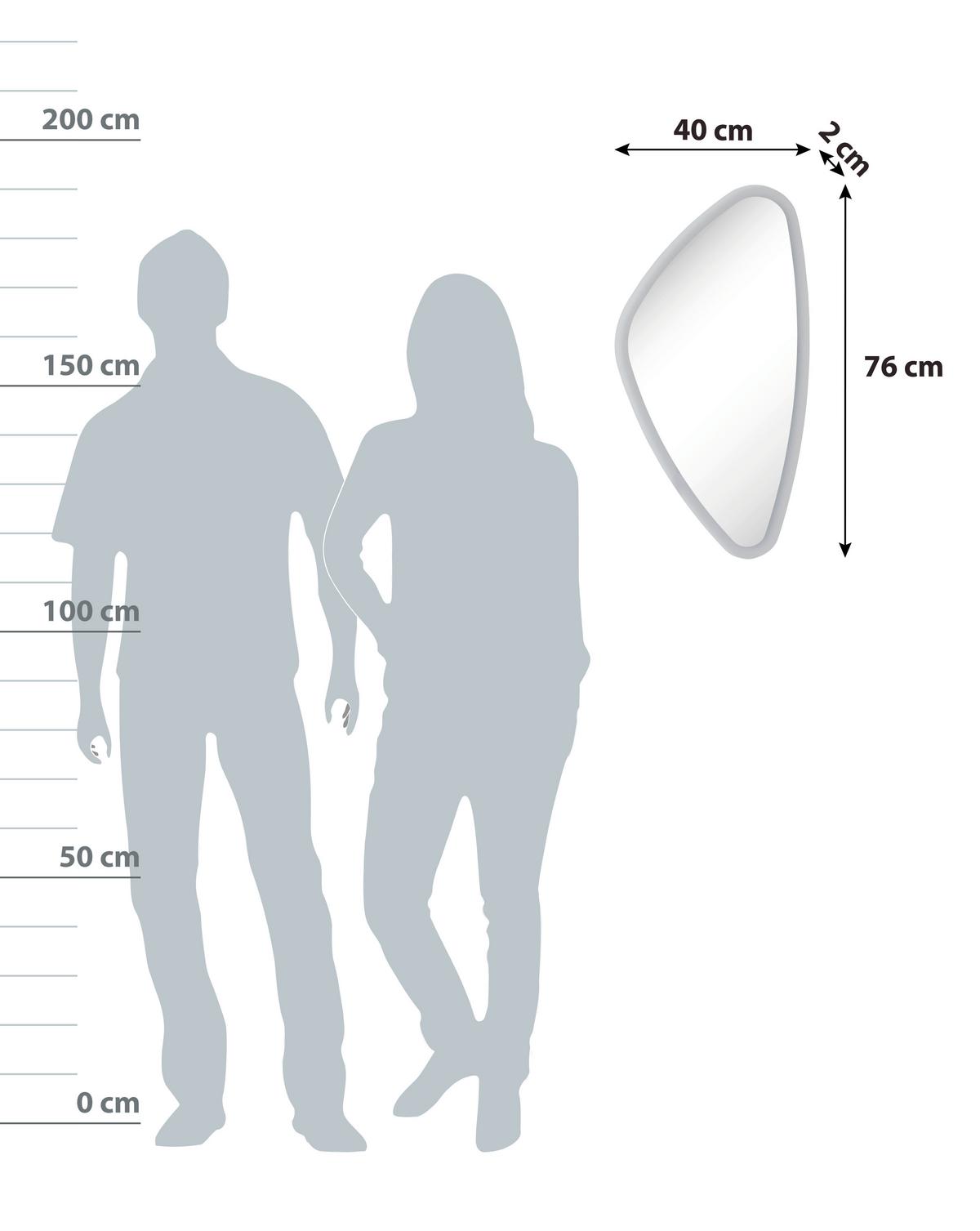 Wandspiegel Mirror Organisch 40x76 cm ohne Rahmen mit Led - Basics, Glas (40/76/3cm) - MID.YOU