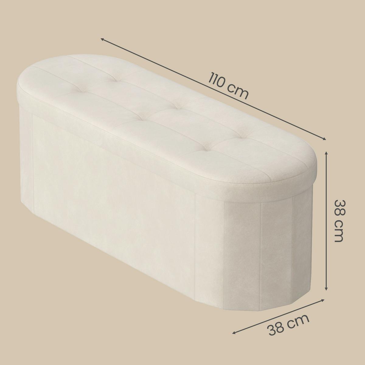 ÚLOŽNÝ BOX NA SEDENIE KRÉMOVÁ - krémová, Trend, kompozitné drevo/textil (110/38/38cm) - Boxxx