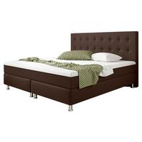 Boxspringbett Mit Topper 180x200 Köln Plus - Silberfarben/Braun, KONVENTIONELL, Textil (180/115/210cm) - MID.YOU