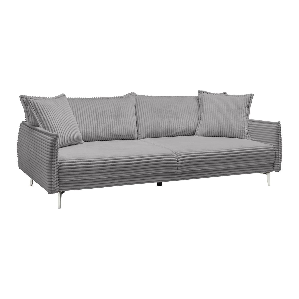Veľká pohovka KISS -TOP- - svetlosivá/chrómová, Modern, kov/drevo (241/90/117cm) - Mömax