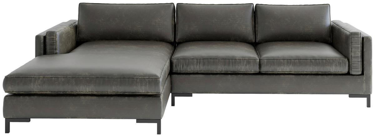 Ecksofa Packo Olivgrün S: 160x265 Cm - Schwarz/Olivgrün, Design, Textil (160/265cm) - Livetastic